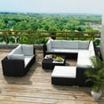 thumbnail image 1 of vidaXL 10 Piece Garden Lounge Set with Cushions Poly Rattan Black, 1 of 5