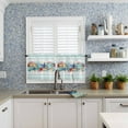thumbnail image 4 of Summer Ocean Beach Teal 3-Piece Kitchen Curtain Set, Rod Pocket Kitchen Curtain Valance and Tiers Set, Washable Drape Window Treatment Set, Starfish Shells Coral Conch, 4 of 5