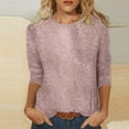 thumbnail image 2 of Enjoytime Fall Shirts Women Casual Blouses Sequin Print Round Neck 3/4 Length Sleeve Womens Tops Winter Women Clothing, 2 of 5