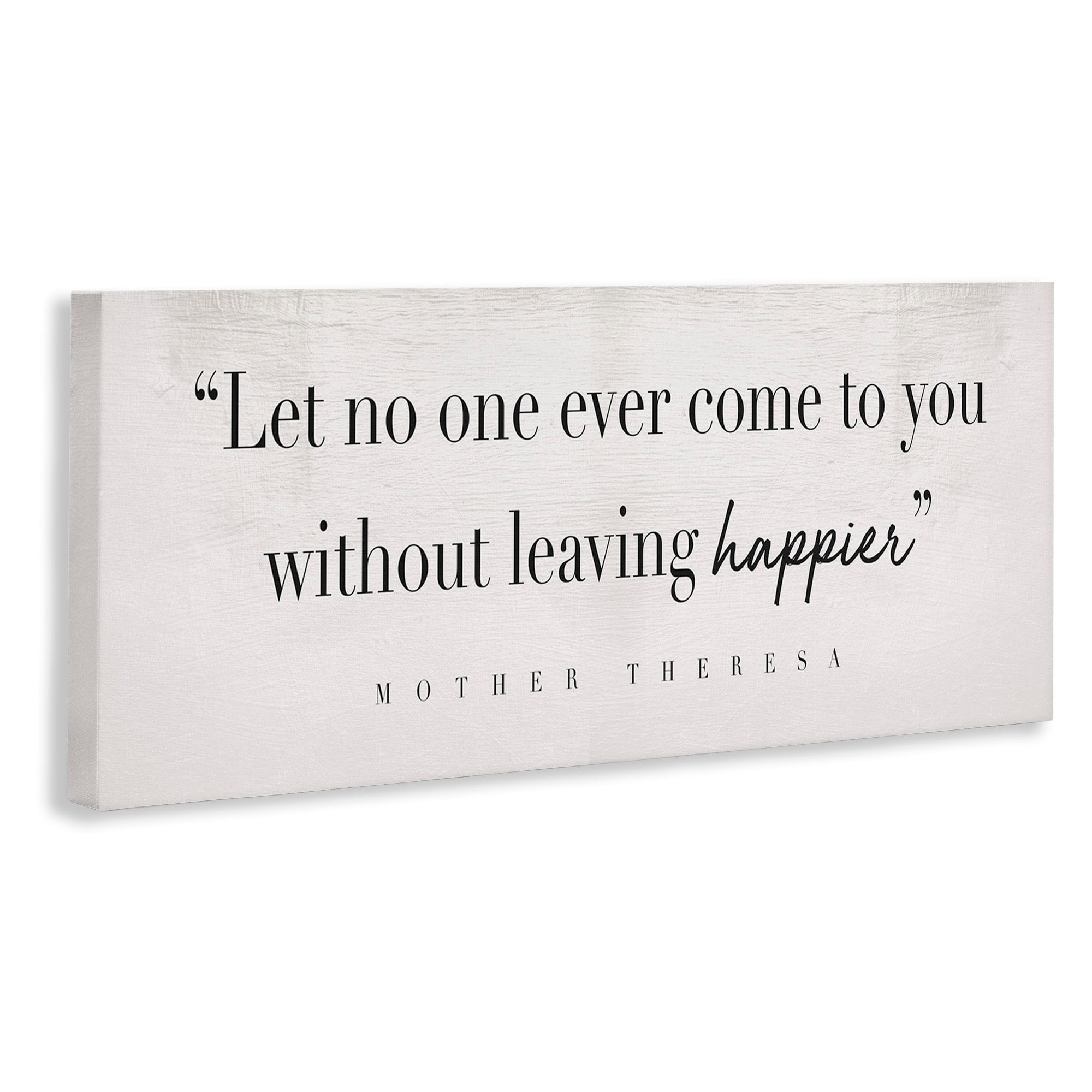 Without Leaving Happier Phrase Mother Theresa Quote 24 in x 10 in Drawing Canvas Art Print, by Stupell Home Décor