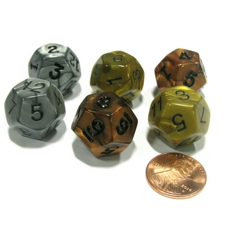 Koplow Games Set of 6 D12 18mm Olympic Pearlized Dice - 2 Each of Gold Silver and Bronze (Best Beer Olympic Games)