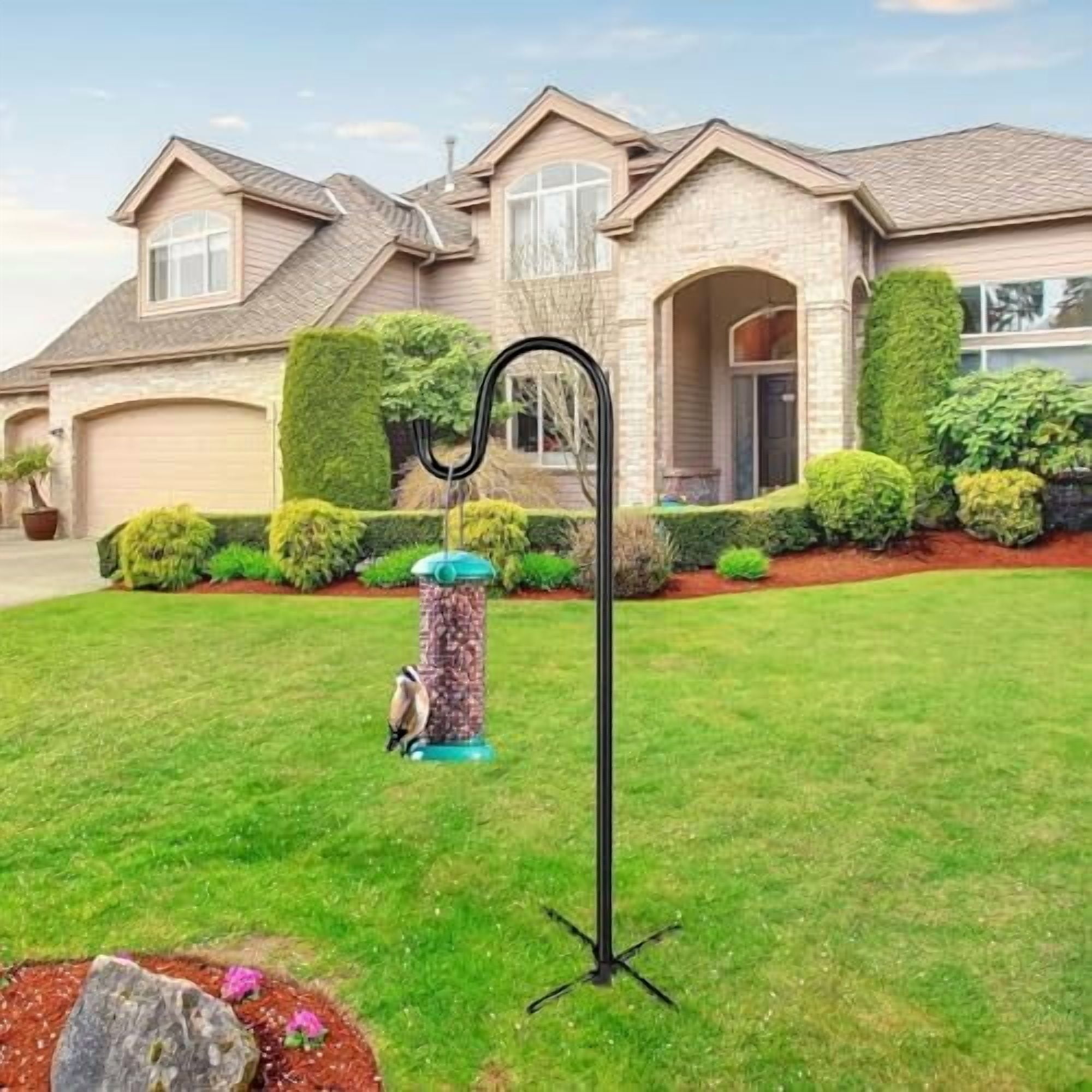 Shepherd Hooks for Outdoor, 1 Pack 94 Inch Bird Feeder Pole with 5 Prongs Base for Hanging Lantern, Hummingbird Feeder, Lightweight Plant, Shepherds Hook for Bird Feeders for Outside