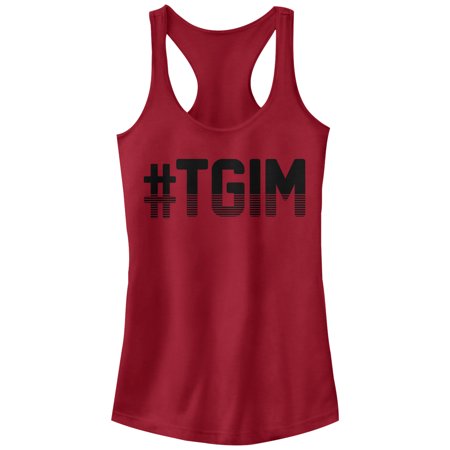 Junior's CHIN UP Hashtag TGIM Racerback Tank Top Scarlet X Large