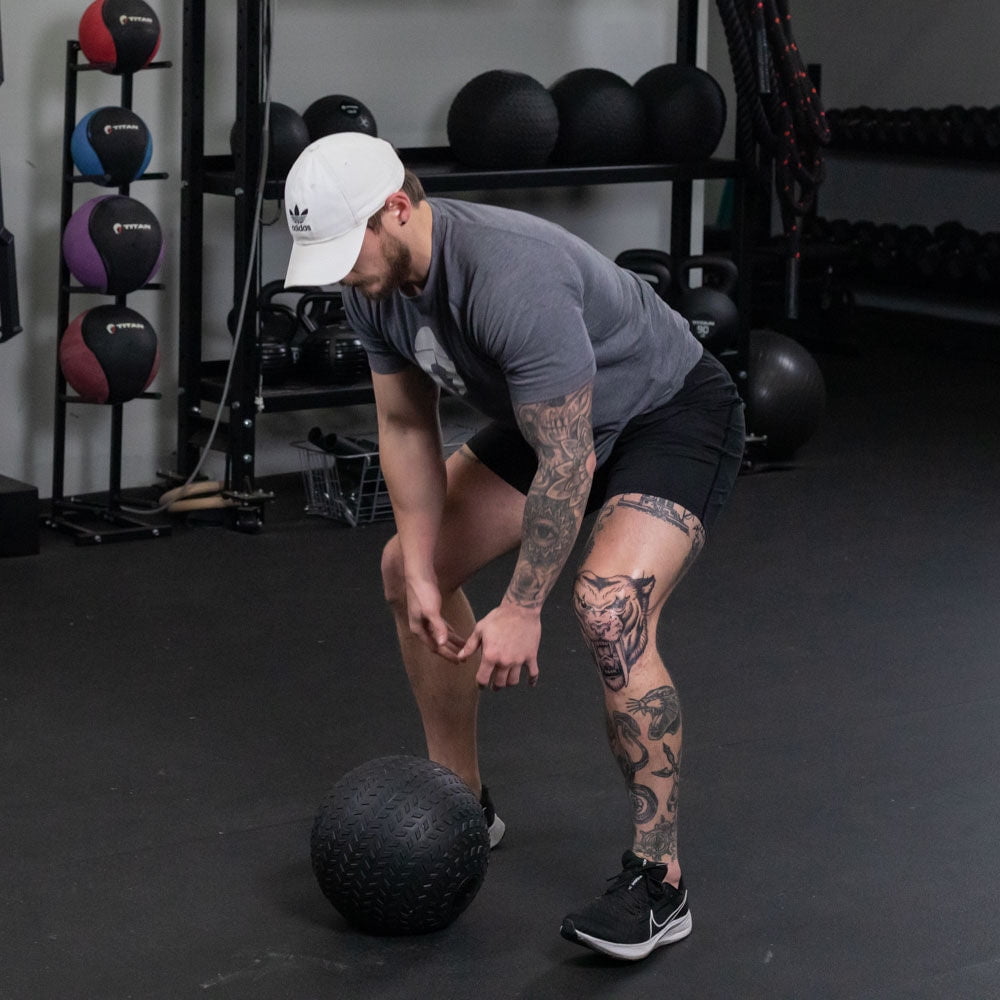 Titan Fitness 10 LB Rubber Tread Slam Ball, Dead Bounce, 10in Diameter, Weight Workout - Throw, Catch, Slam, Twist