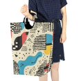 thumbnail image 4 of Yayeee Freestanding Laundry Hamper with Handle Collapsible Large Storage Basket for Clothes, Blue Retro Print, 4 of 7