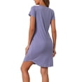 thumbnail image 3 of INSPIRAR CHIC Camisones de Mujer Camisetas de Noche con Impresión de Gatos Vestido de Sueño de Manga Corta Nochegowns S Gris Púrpura, 3 of 6