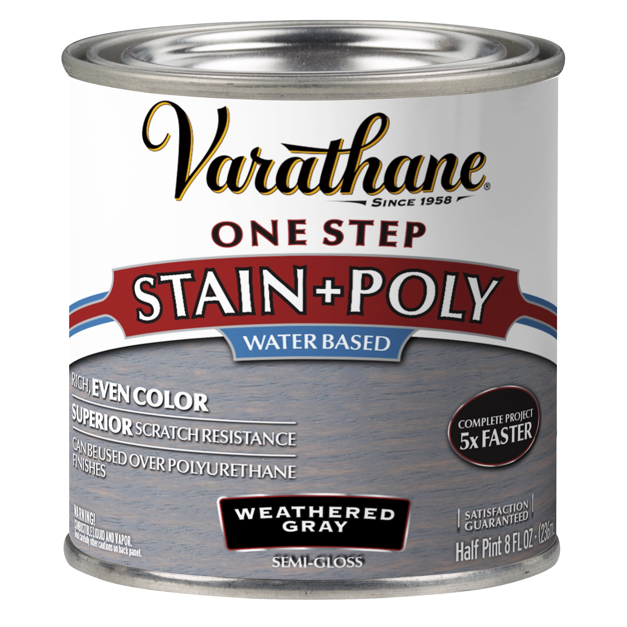 4 Pack, Weathered Gray, Varathane Stain + Polyurethane, Semi-Gloss -384361, Half Pint