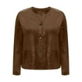 thumbnail image 5 of Fznquz Womens Lightweight Cardigan Dressy Casual Velvet Button Down Cardigans Sweater Brown Long Sleeve Trendy Blouses, 5 of 6