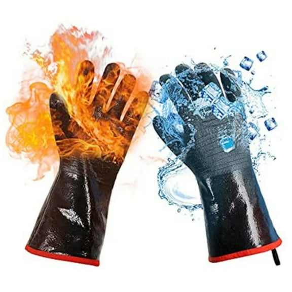 Heat Resistant 932°F BBQ Grill Long Gloves: Oil Resistant Waterproof Fit for Smoking Grilling Cooking Barbecue Deep Frying Turkey Rotisserie Handling Hot Greacy Meat Stocking Stuffers,14inch