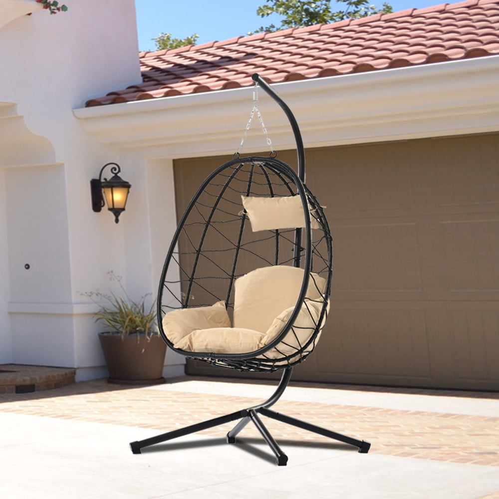 Hanging Egg Chair with Stand, BTMWAY UVResistance Wicker Patio Egg