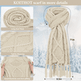 thumbnail image 3 of KOITHOT 3 Pieces Women Winter Beanie Hat Gloves Scarf Set, Soft Warm Thick Touch Screen Knitted Beige, 3 of 6