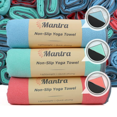 Mantra Yoga Towel Assortment 3-Pack - Non-Slip Hot Yoga Towel with Anchor Fit Corner Pockets - Best Yoga Towel for Pilates, Bikram, Ashtanga, and Hot