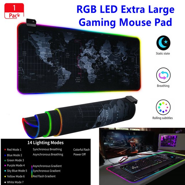 Extended RGB Soft Gaming Mouse Pad Large Glowing Led Oversized Mousepad Non-Slip Rubber Base Computer Keyboard Pad Mat 31.5 X 11