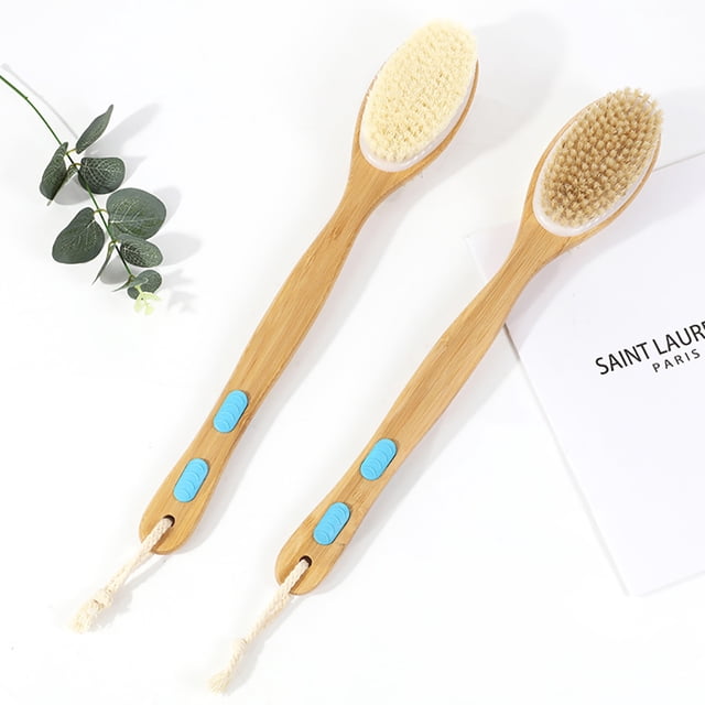 Back Brush Bath Brush Shower Shower Brush With Long Handle, Body Brush, Exfoliating Brush, Natural Bristles, for Removing Dead Skin, Cellulite, Improves Lymphatic Functions