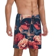 thumbnail image 2 of Kdxio Skull With Roses And Sunglasses Print Mens Sleep Shorts Bottoms Soft Comfy Pajama Wear Pants with Drawstring Pockets, 2 of 5