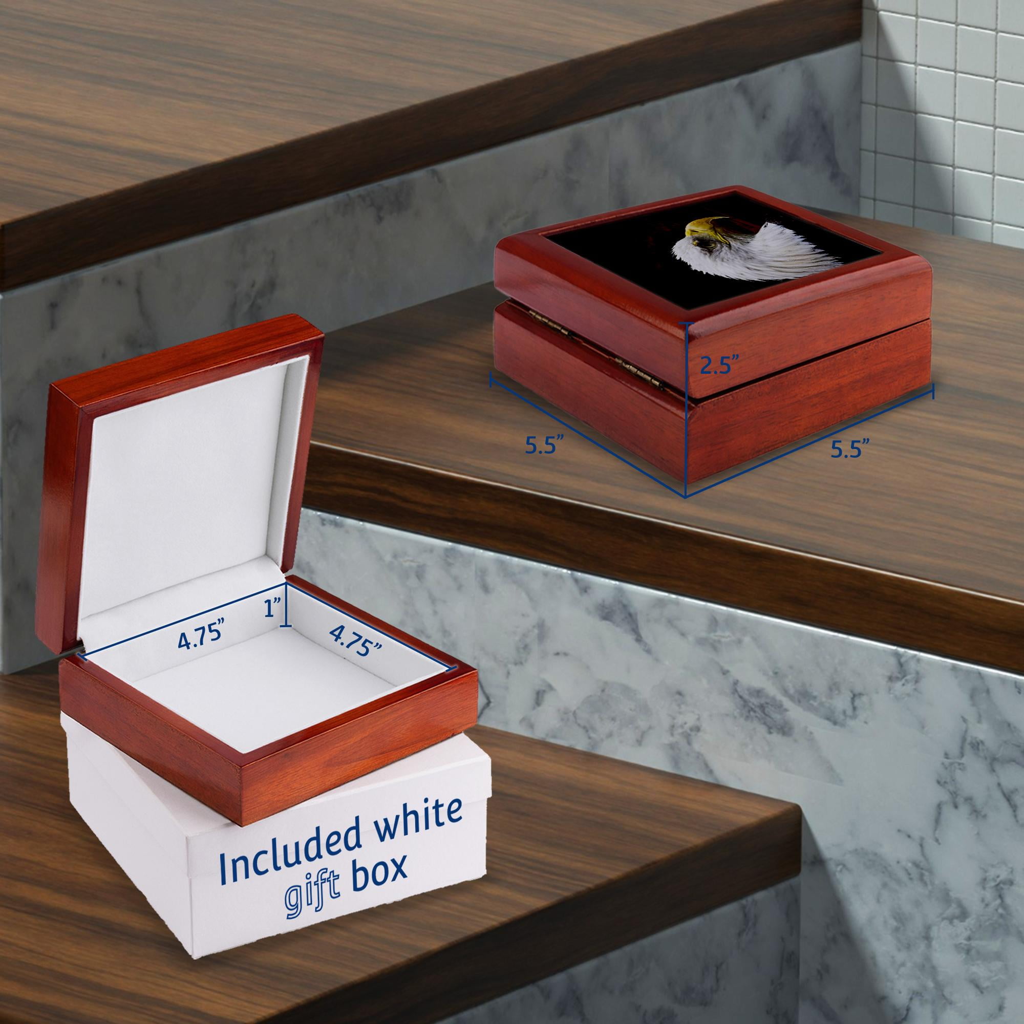 3dRose, American Bald Eagle Art Home Décor and Art, Jewelry Box 5.5x5.5 inch with 4 inch tile