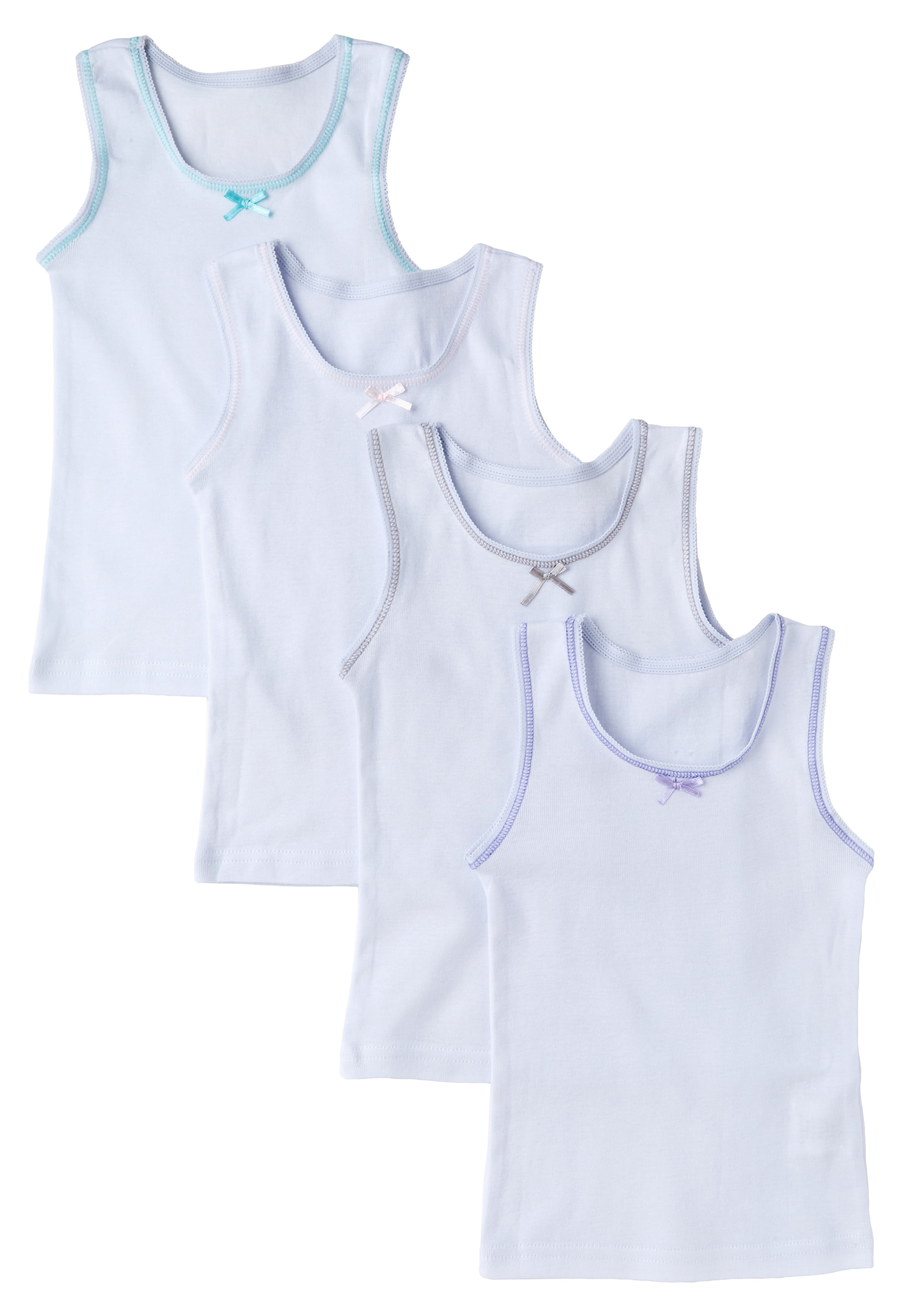 Sportoli Girls Ultra Soft 100% Cotton White and Assorted Tagless Tank Top Undershirts 