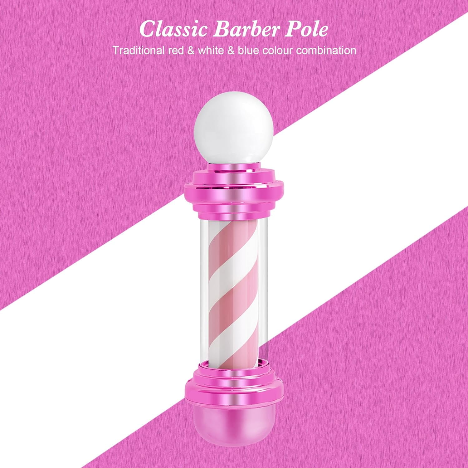 BarberPub Barber Pole with LED, Salon Spa Stripes Rotating Lamp, Barbershop Open Sign L018