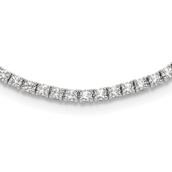 Diamond2Deal 925 Sterling Silver Rhodium-plated Polished CZ Tennis Necklace for Women 18.25"