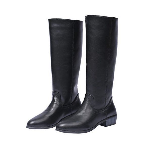 Vibrex Women's Knee High Boots Round Toe Chunky Block Low Heel Long Boots for Women Wide Calf Fashion Casual Fall Winter Solid Color Boots