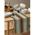 thumbnail image 3 of Sage Green Table Runner Farmhouse Wood Grain Vintage Brown Striped Tablerunners 18 x 72 Inch, Table Decorations Tabletop Scarf for Summer Gathering Holiday Farmhouse Kitchen Dining Decor, 3 of 6