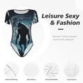 thumbnail image 4 of Balery Moon Wolf Warrior Body de cuello redondo de manga corta para mujer Tops de manga corta Tops básicos-X-Large, 4 of 7