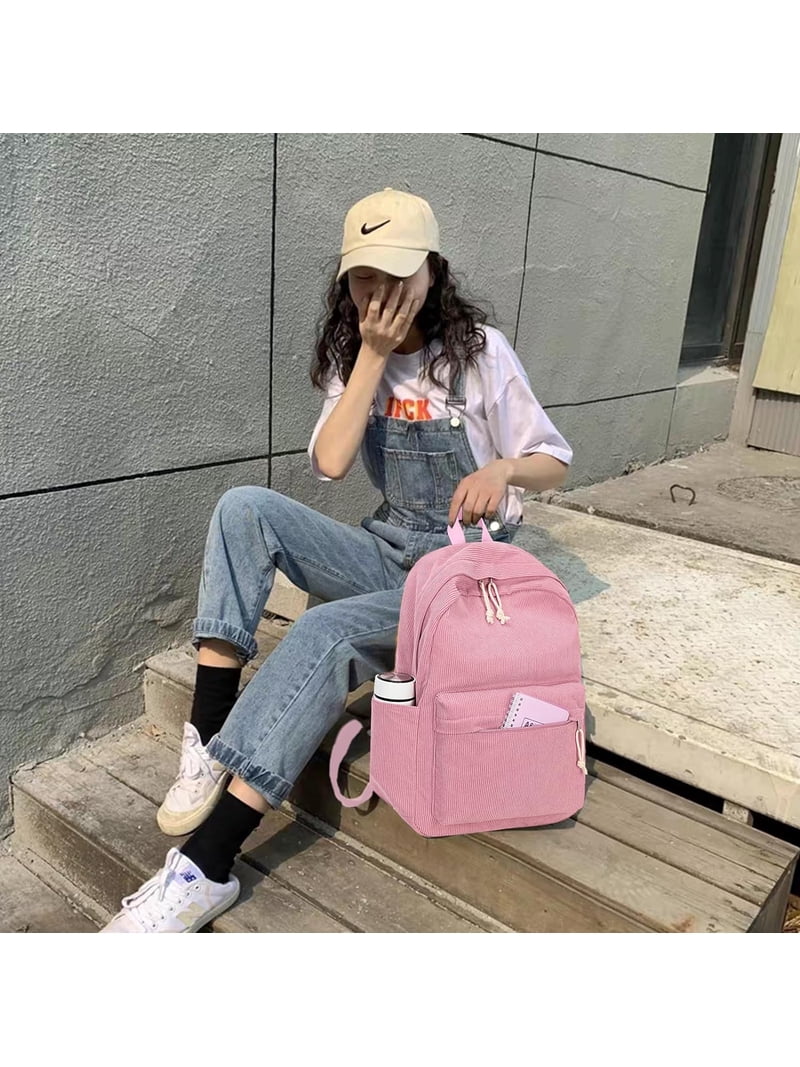 Corduroy Laptop Backpack for School College Travel 17 inch 17 Inch Corduroy Laptop Backpack for Women, Lightweight  main image 3
