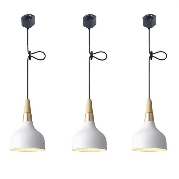 JLOWCO 3 Pack Track Lighting Pendants Adjustable Height Light Fixture Dining Room Farmhouse Dining Room Light White Farmhouse Pendant Lights Kitchen Island (LED Bulb Include)