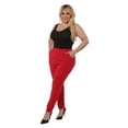 thumbnail image 6 of Plus Size Shirred Waist  Cuff Joggers With Pockets - Red, 6 of 9