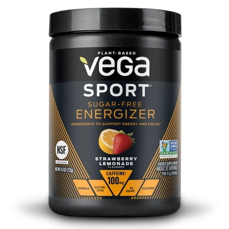 Vega Sport Sugar-Free Pre Workout Energizer Powder  Strawberry Lemonade  4.3oz