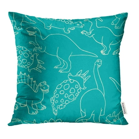 CMFUN Sketch with Funny Dinosaurs Characters Sweet Design Perfect for Nursery Animal Dino Pillowcase Cushion Cases 18x18 inch
