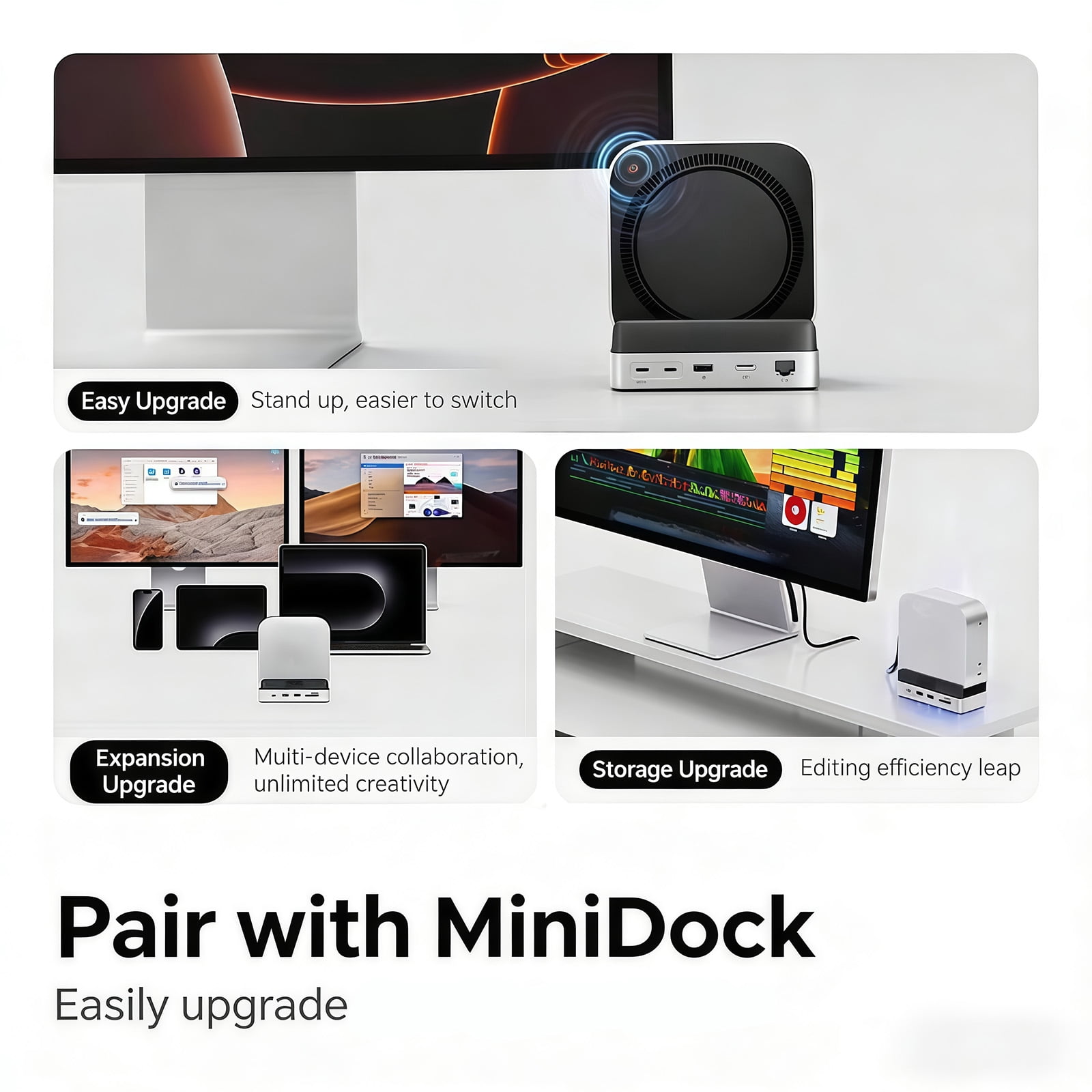 Multifunctional Docking Station for 8TB HDDs Storage 4K HDTV Output Gigabit Ethernet and PD100W Charging