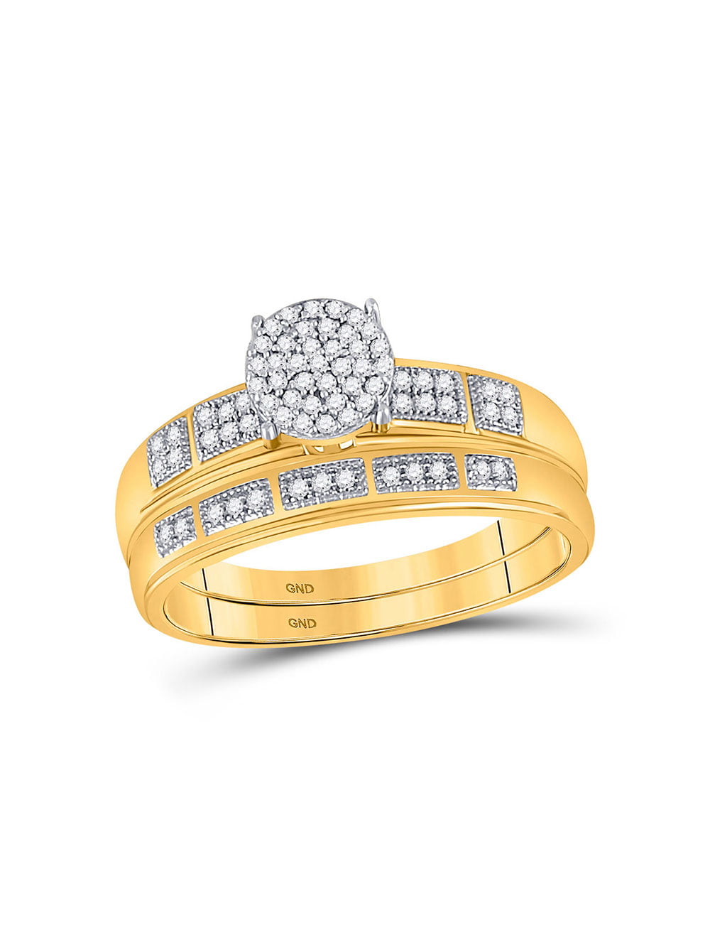 Diamond Engagement Ring Wedding Band Bridal Set 1/5ct 10k Yellow Gold 
