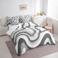 thumbnail image 3 of jejeloiu Waves Lines 7-Piece Bedding Comforter Set,Minimalism Geometric Stripes King Bedding Sets,Gray White Bed Sheets For Girls Boys,Super Cozy Room Decor Reversible, 3 of 8