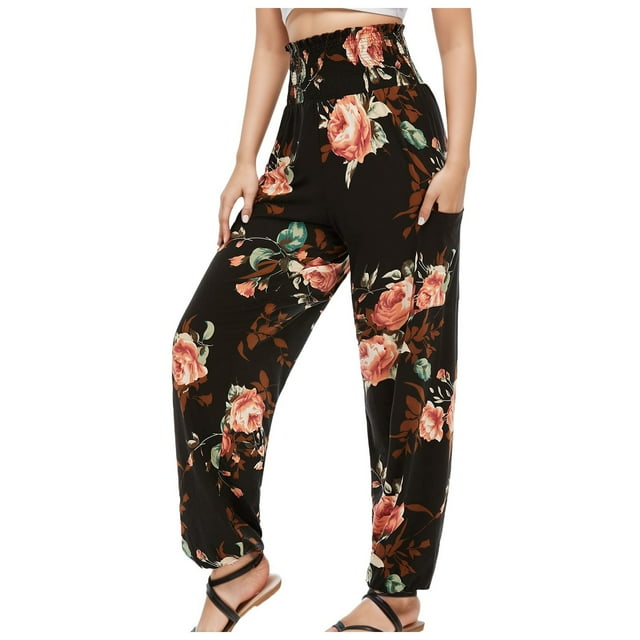 Pantalons Bas Imprimés à Rayures pour Femmes Pantalons Décontractés de Plage Pantalons de Yoga Décontractés pour Femmes Pantalons de Jogging Pantalons Harem Pantalons d'Hiver pour Femmes Grande Taille Robe Décontractée 3TG