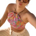 thumbnail image 3 of Women’s Flower Backless Bandage Exposed Navel Chain Halter Camisole, 3 of 7