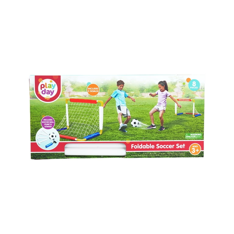 Play Day Foldable Soccer Set (2 Folding Goals, Ball, Inflating