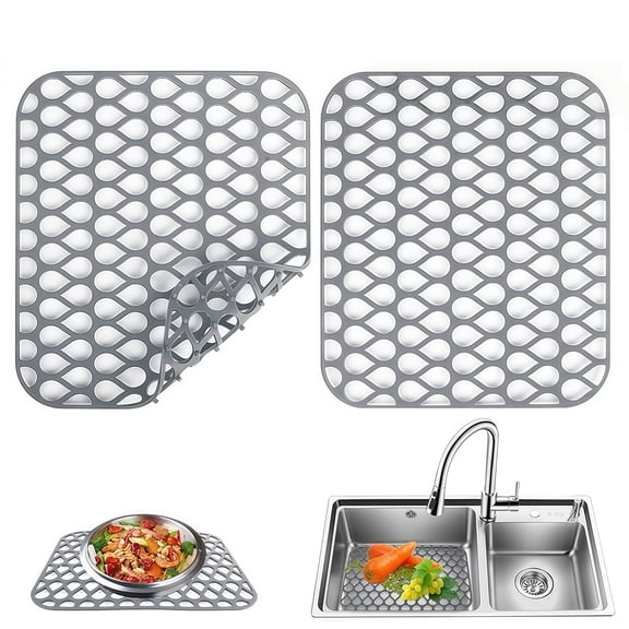 2PCS Easy To Clean Silicone Sink Protector Mats Heat Resistant Kitchen Pads