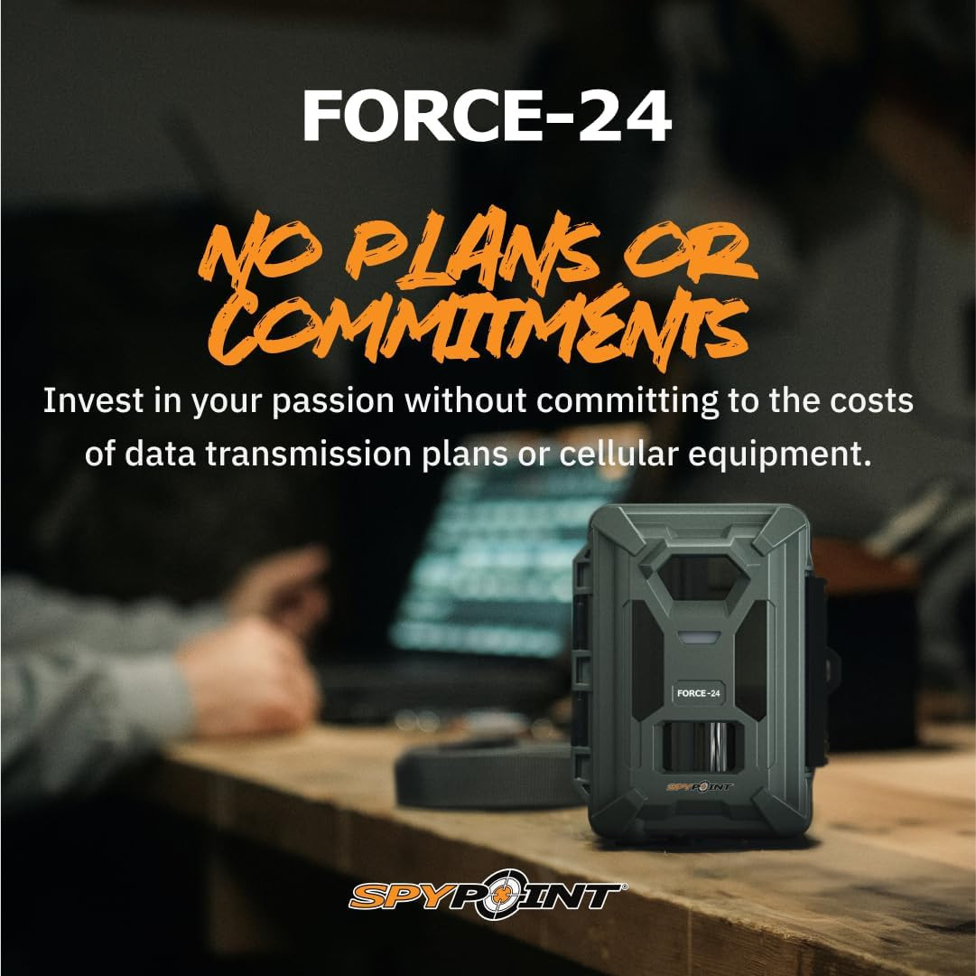 Spypoint Force-24MP Non-Cellular Trail Camera, 70ft Detection Range Bundle with Solar Panel and Card Reader (3 Items)