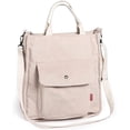 thumbnail image 1 of Bolso bandolera para mujer, bolso de pana, bolso de hombro informal, bolso de compras de gran capacidad con cremallera y bolsillo exterior (beige), 1 of 4