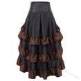 thumbnail image 2 of Pxiakgy skirts for women Women Middle Ages Ruffles Patchwork Irregular Vintage Cupcake Ankle-Length Skirt women's skirts skirts for women trendy Brown + L, 2 of 6