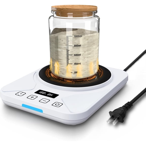 Oiduwi Sourdough Starter Warmer Mat, 24h Timer Auto Warming On/Off, Precise 1°F Thermostat Control (70-100°F), Sourdough Warming Mat Perfect for Home Baking (Whtie)