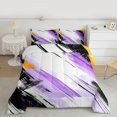thumbnail image 2 of Manfei Purple Black Graffiti Queen Comforter Set,Modern Fulid Ink Bedding Sets,Abstract Geometric Striped Bedding Comforter Set For Teens,Luxury Bedroom Decor Reversible,3pcs, 2 of 8