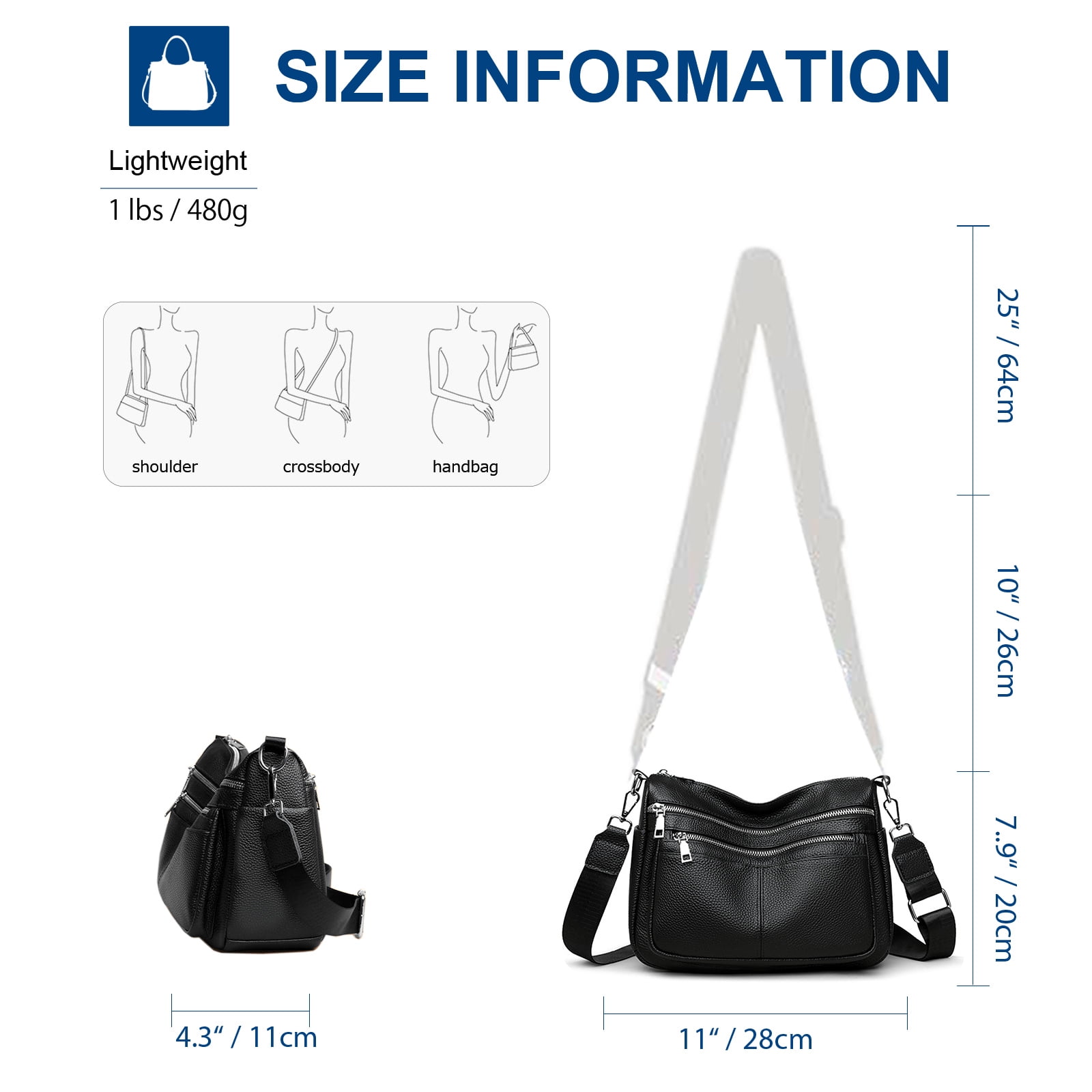 URSOFINE Genuine Leather Women’s Shoulder Bag Large Trendy Hobo Crossbody Purse for Daily & Travel Use