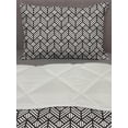 thumbnail image 3 of Lattice Comforter & Sham Bedding Set, Repeating Modern Geometric Lattice Ornate Graphic Grid Mesh Tiles Mosaic Print, 3 pcs Duvet Set Microfiber Filling Quilt, 5 Sizes, Black and Ivory, by Ambesonne, 3 of 4