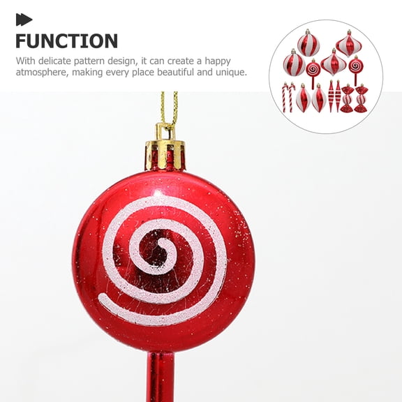 TEHAUX Plastic Candy Cane Christmas Tree Ornaments for Holiday Hanging Decorations Festive Seasonal Decor