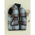 thumbnail image 3 of Wassery Kids Boys Girls Fall Vest Jacket 3T 4T 5T 6T 7T 8T 9T Big Boys Girls Sleeveless Stand Collar Plaid  Waistcoat Autumn Warm Tank Coat for Children Boys Girls, 3 of 9