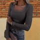 thumbnail image 1 of MKLEKYY Playeras De Algodon Mujer Camiseta Sin Mangas Informal De Moda Para Mujer, Camisetas Con Cuello En V, Camisetas Holgadas Informales Con Mangas De Encaje De Verano Talla M, 1 of 3
