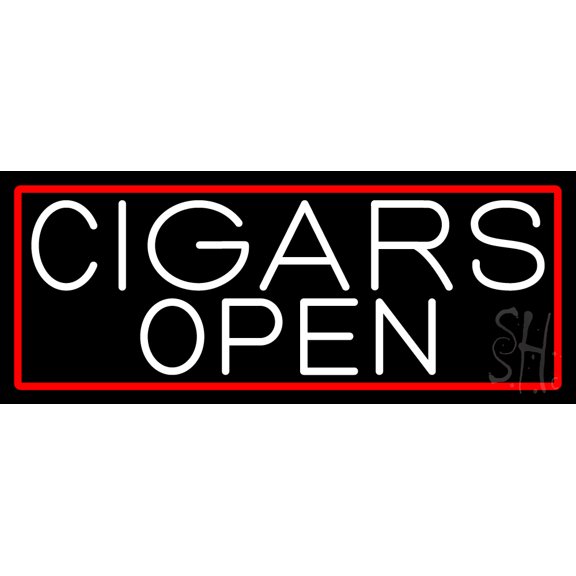 White Cigars Open With Red Border LED Neon Sign 10 x 24 - inches, Clear Edge Cut Acrylic Backing, with Dimmer - Bright and Premium built indoor LED Neon Sign for Bar decor.