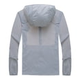 thumbnail image 4 of Tignapoo Men's Lightweight UV Protection Jacket for Summer Outdoor Activities - Breathable, Quick-Dry, Waterproof, with Hood, Long Sleeves, Zipper Pockets, Reflective Stripes - Dark Grey, Size XL, 4 of 6